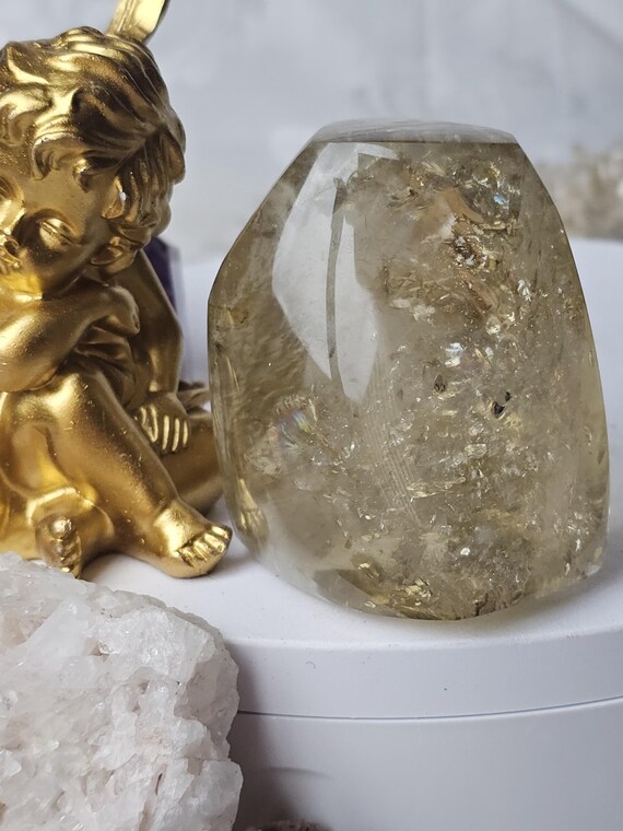 LG Citrine Freeform with Rainbows, Citrine, Feng Shui