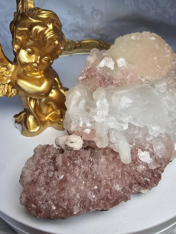 RARE Pink Cotton Candy Sugar Apophyllite from India , Apophyllite, Crystal, Crystal