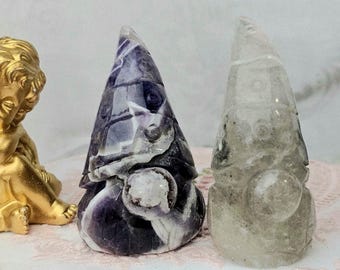 Lg Dream Amethyst or Garden Quartz Gnome, Gnomes, Crystal