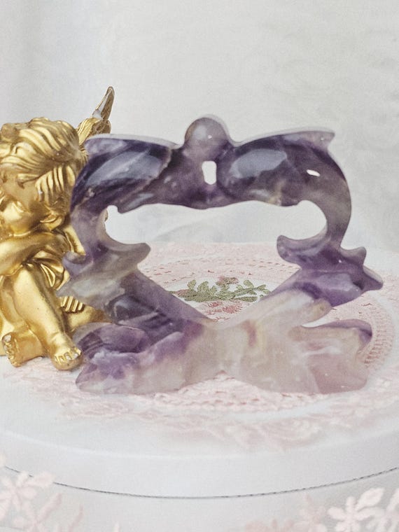 Fluorite Dolphins ,  Crystal Dolphins Handmade, Crystal, Dolphin Sculpture