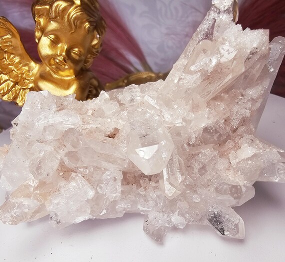 RARE Pink Lemurian Quartz Cluster, Columbia, Crystal Cluster