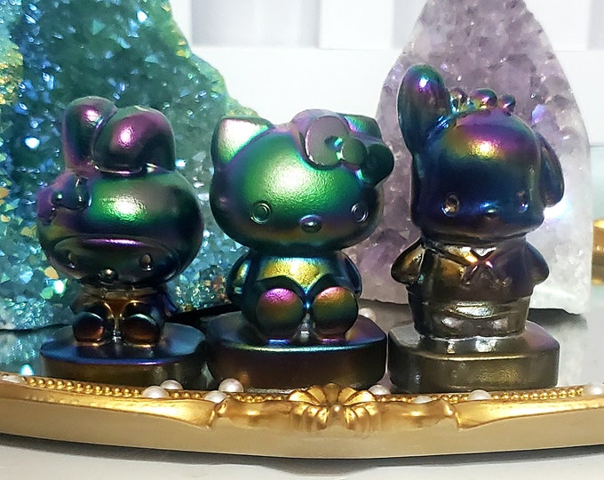 Hello Kitty, Crystal, Large Aura Obsidian,Gifts, Gift for Her