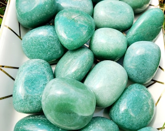 Piedras pulidas de aventurina verde, cristales para el chakra del corazón (5 unidades)