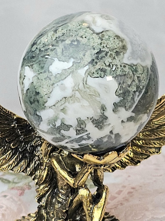 Moss Agate Crystal Sphere, Moss Agate Crystal Ball, crystals, Healing crystals