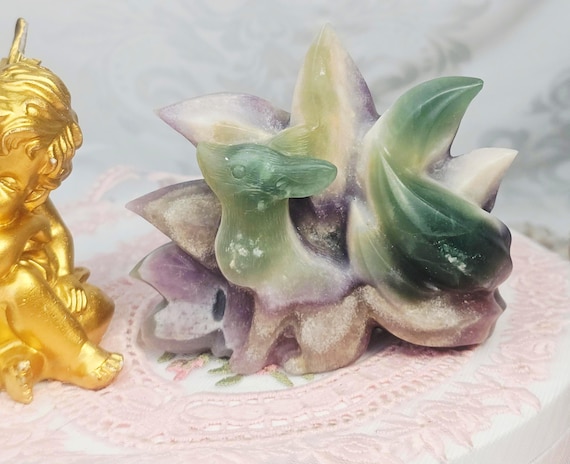 Silken Fluorite Nine Tail Fox, Kitsune, Anime, Gift, Home decor