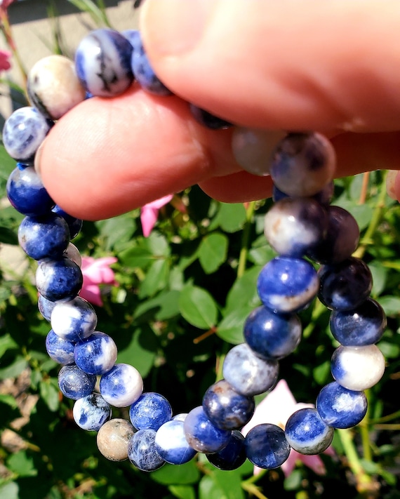 Sodalite Bracelet, Sodalite Beaded Bracelet, Gemstone Bracelet, Sodalite Jewelry, boho jewelry, hippie jewelry, yoga bracelet