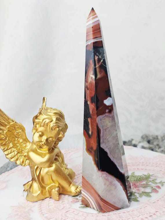 Sardonyx Carnelian Tower, Carnelian Towers , Orange and Black Sardonyx, Crystal Gift