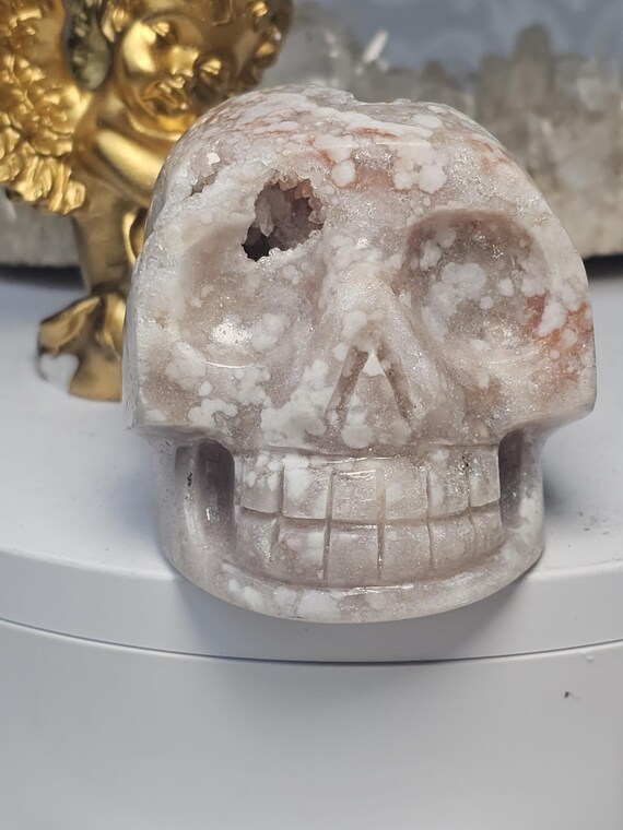 LG Pink Amethyst Skull, Druzy Skull , Crystal Art , Gift