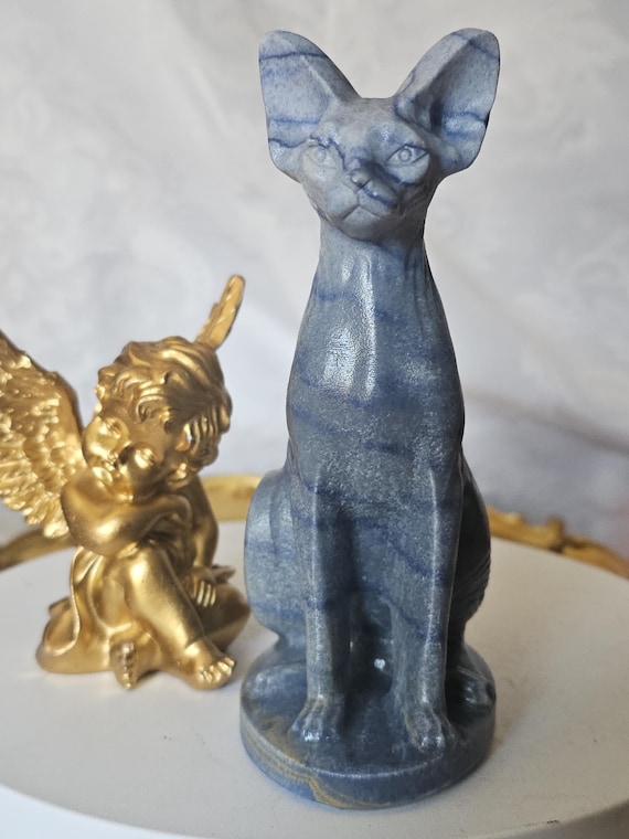 Egyptian Cat, Blue Aventurine Cat, Kitty,Cat, Metaphysical Crystals, Meditation Gemstones