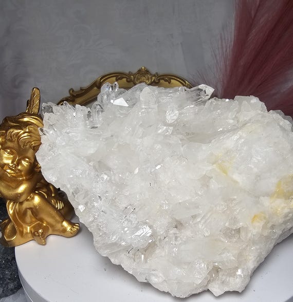 RARE 3lb 9.5 oz Clear Quartz Cluster with Golden Healer, Columbia, Crystal Cluster