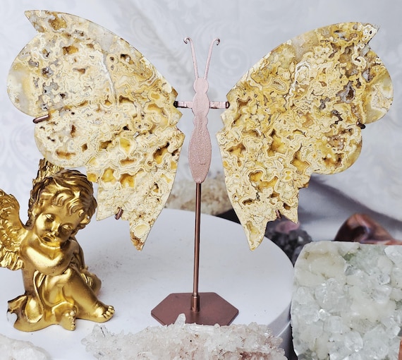 RARE Yellow Crazy Lace Wings, Crystal Wings, Gifts, Butterfly