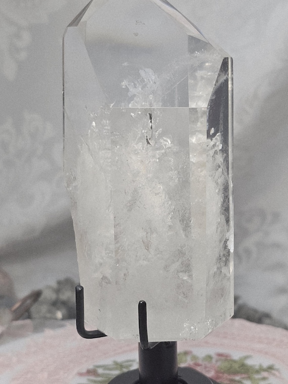 RARE LG  Lemurian Inner Child or Manifestation Quartz on a Stand , Columbia, Crystal Statement Piece