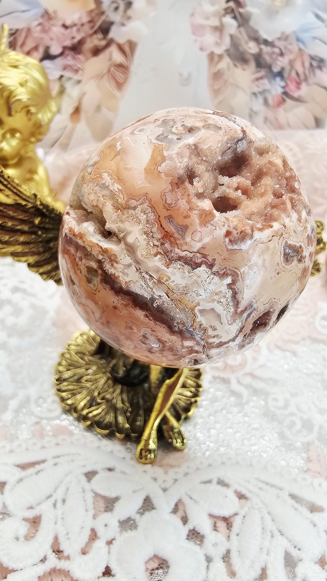 Pink Crazy Lace Sphere, Crystal Ball, Gifts - Etsy