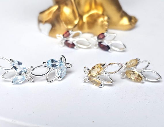 Citrine Earring Set, Garnet Earrings, Aquamarine Earrings, Jewelry Set