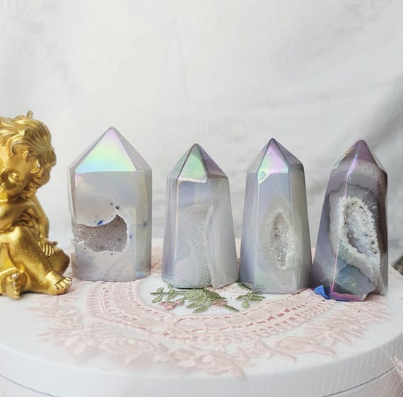 Aura Druzy Agate Towers, Crystal, Home Decor