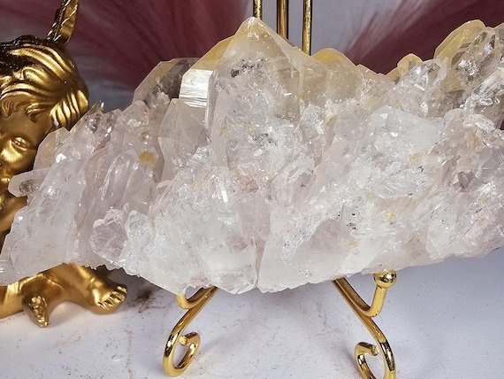 RARE Pink Tabby Lemurian Quartz Cluster, Mango Quartz and Pink Lemurian Quartz Cluster Columbia, Crystal Cluster