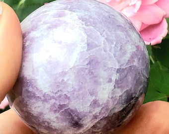 Lepidolite,192gms Sphere, Crystal ball, Crystals For Anxiety, Gemstone, Natural Healing, Heart Chakra, Crown Chakra,Gifts for her