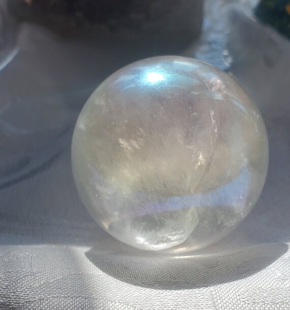 Aura Clear Quartz Sphere, Crystal Ball, Crystals, Gift for Her