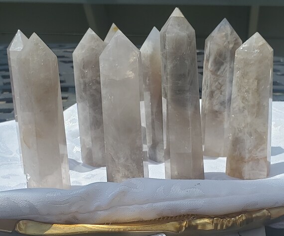 Lg Blue Rose Quartz with Rainbows Crystal Tower, 4in Blue Rose Quartz Crystals, Crystal, Gifts