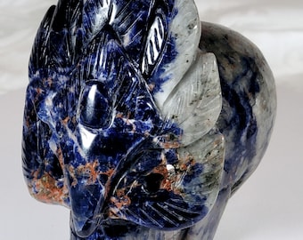 Sodalite Crystal Skull, Home Decor, UV Reactive