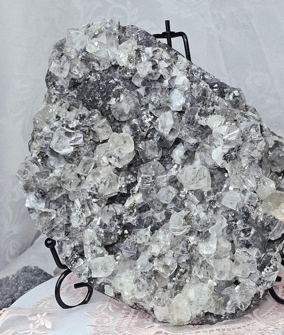 RARE Black Diamond Apophyllite with Stillbite from India , Black Chelsea Apophyllite, Crystal, Healing Crystal, Specimen