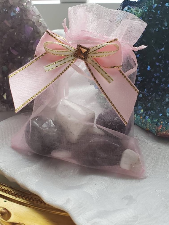 Healing Crystal Set, Tranquility Crystal Bags, Calming Sachet, Sleep, Anti-anxiety, Love, Peace, MOJO Bags,