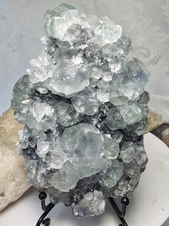 Rare Fluorite and Quartz specimen, Statement Piece,