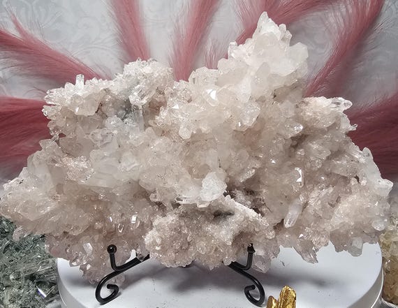 RARE Pink Lemurian Quartz Cluster, Columbia, Crystal Cluster
