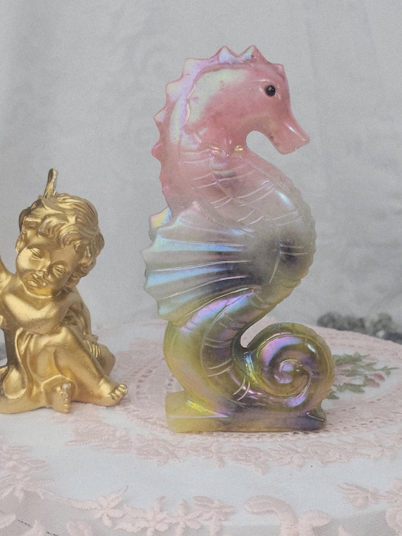 Lg Aura Clear Quartz Seahorse, Home Decor, Aura Clear Quartz Crystal, Crystals