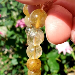 Rutilated Gold Crystal Bracelet - Round - Crystal Healing, Jewelry Gift, Metaphysical Crystals, Healings Stones