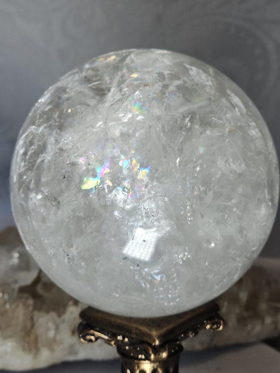 Aura Clear Quartz Sphere, Crystal Ball, Crystals, Gift for Her