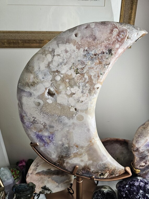 Extra Large 19lb Pink Amethyst Druzy Moon,Crystal Moon,Gift