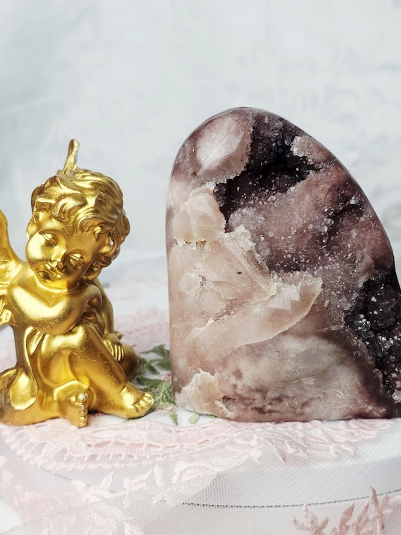 LG  Red Pink Amethyst Freeform, Druzy Freeform , Crystal Art , Gift