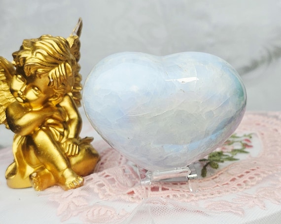 Aura Blue Calcite Heart, Blue Calcite, Crystal, Crystals, Crystal Home Decor