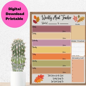 Weekly Meal Planner/Tracker Printable (Seasonal Pack of 4 Downloads) Weekly Calorie Counter Printable