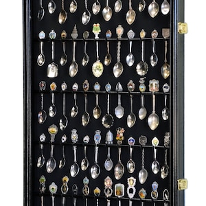 60 Spoon Display Case Wall Rack Cabinet Holder Box 98% UV - Lockable