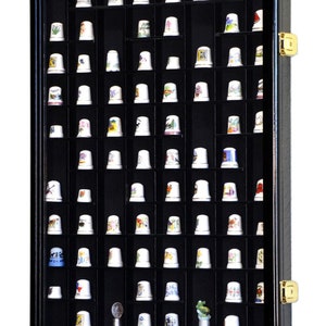 Thimble Display Case With 42 Thimbles Lovely Wooden Unique Collection