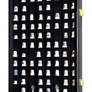 100 Opening Thimble / Small Miniature Display Case Cabinet Holder Wall Rack 98% UV - Lockable
