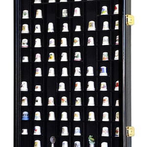 Thimble Display Case With 42 Thimbles Lovely Wooden Unique Collection