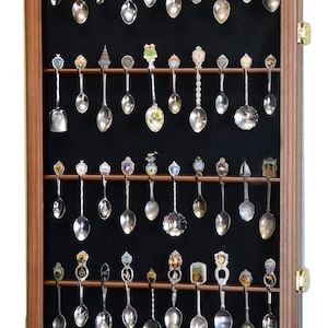40 Larger Spoon Display Case Wall Rack Cabinet Holder Box 98% UV - Lockable