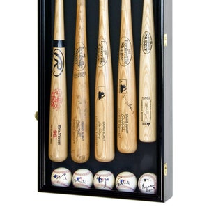 5 Baseball Bat Display Case Cabinet Holder Wall Rack w/98% UV Protection - Lockable