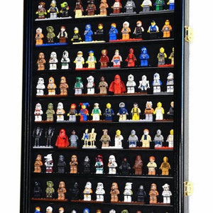 120 Minifigures Display Case Cabinet Miniatures Figurines Small Action Figure Toys Collectible Wall Shelf w/ 98% UV Protection - Lockable