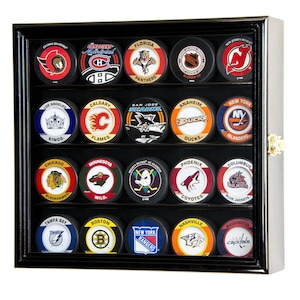 20 Hockey Puck Display Case Cabinet Holder Rack Stand  98% UV - Lockable