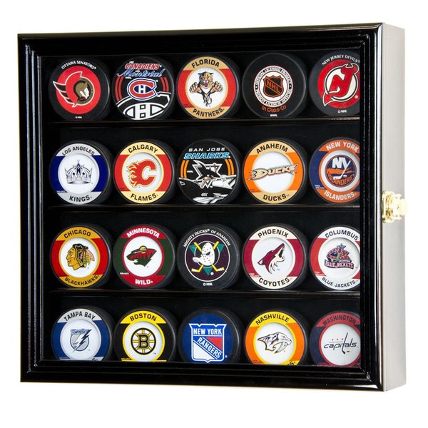 20 Hockey Puck Vitrine Support de support de support 98% UV - Verrouillable