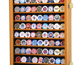 117 Casino Chip / Collector Coin Display Case Wall Cabinet Holder Shelf w/ 98% UV Protection - Lockable