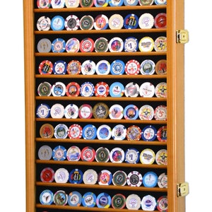 117 Casino Chip / Collector Coin Display Case Wall Cabinet Holder Shelf w/ 98% UV Protection - Lockable