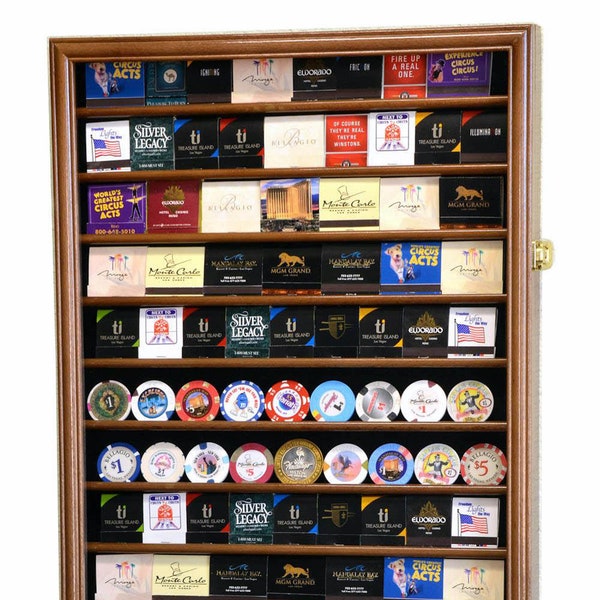 117 Matches Matchbook Display Case Wall Cabinet Holder w/ 98% UV Protection - Lockable