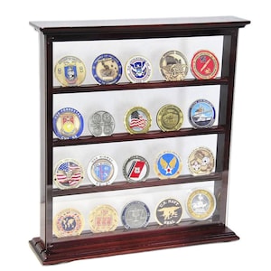 4 Shelves Military Challenge Coin Curio Display Stand Rack Shelf w/ 98% UV Protection