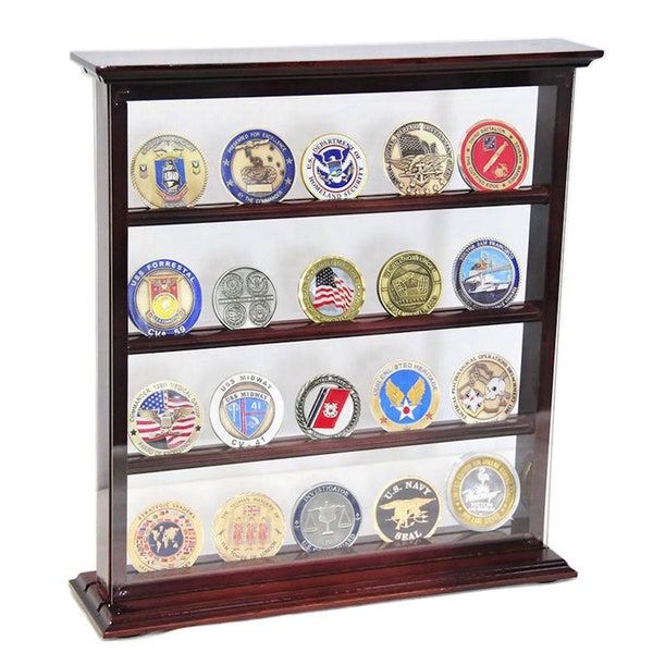 4 Shelves Military Challenge Coin Curio Display Stand Rack Shelf w/ 98% UV Protection