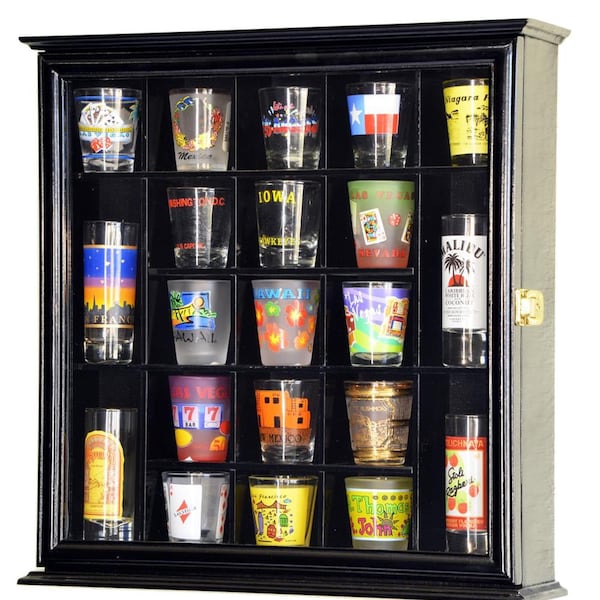 Shot Glass Display Case With Adjustible Shelves Etsy UK